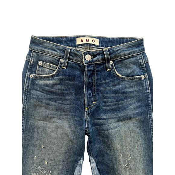 Amo "Babe" Jeans in Dive Bar Destroy wash Size 26 Women's Colorblock - Picture 3 of 10
